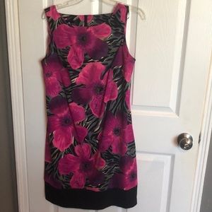 Pink and Black Floral Print Dress
